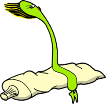 Animēta zobu birste un zobu pastas tūbiņa