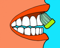 zobu suka 45 grādu lenķī pret zobiem