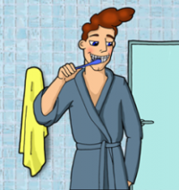 vīrietis tīra zobus